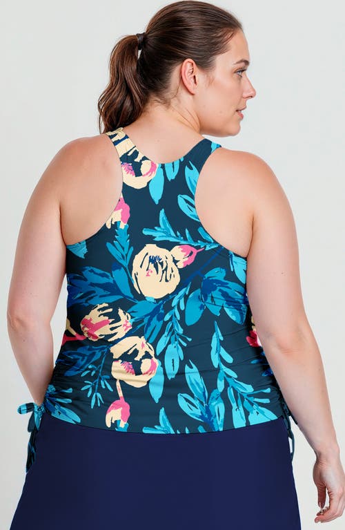 Calypsa Plus Size Maya Tankini Swim Top With Removable Cups In Blue