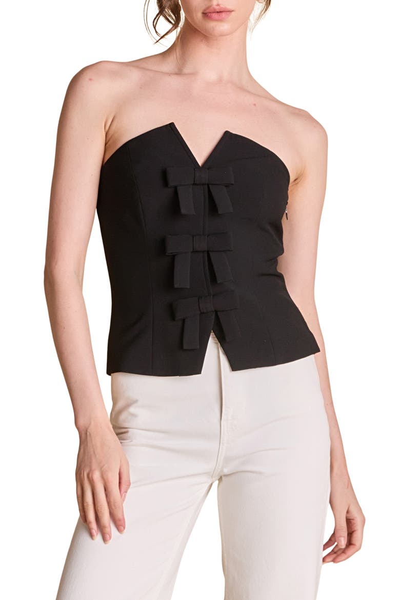 Bow Detail Bustier Top, Main, color, BLACK