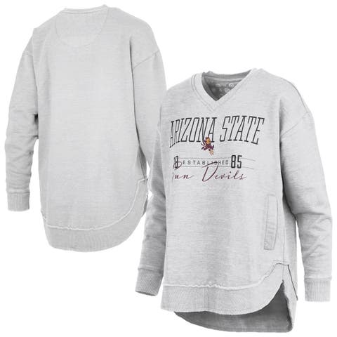 Women's Pressbox  Heather Gray Arizona State Sun Devils Marcus East Hall Poncho V-Neck Sweatshirt