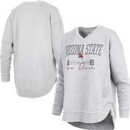 PRESSBOX Women's Pressbox Heather Gray Arizona State Sun Devils Marcus East Hall Poncho V-Neck Sweatshirt