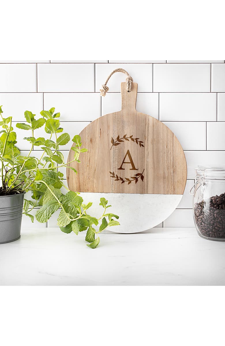 Cathy's Concepts Monogram Acacia & Marble Cutting Board, Alternate, color,