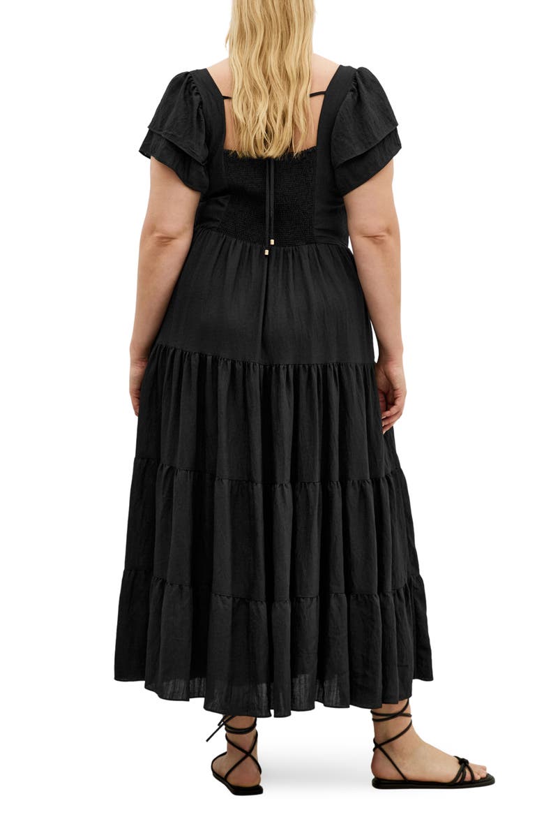 Leo Crinkle Midi Dress, Alternate, color, BLACK