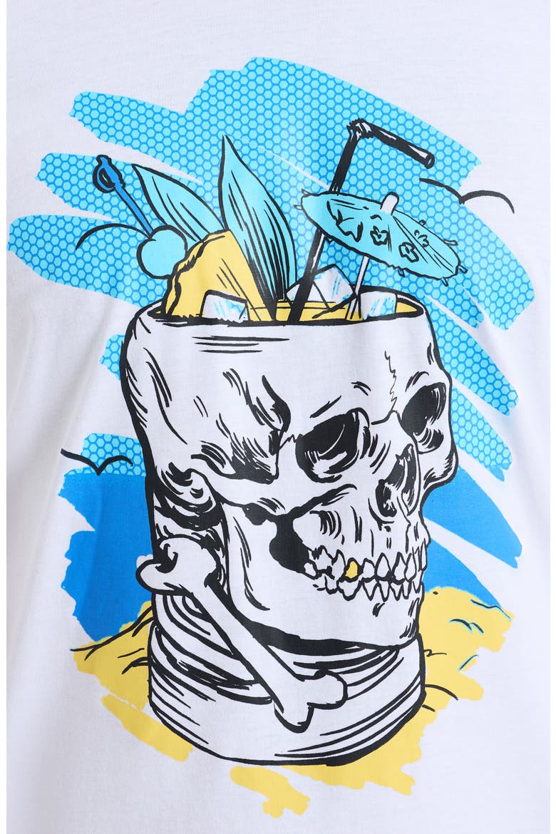 Tiki Skull Graphic T-Shirt, Alternate, color, WHITE