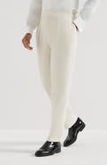 Brunello Cucinelli Sea Island cotton narrow wale corduroy tuxedo trousers with double pleats and tabbed waistband