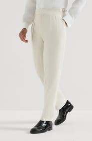 Brunello Cucinelli Sea Island cotton narrow wale corduroy tuxedo trousers with double pleats and tabbed waistband