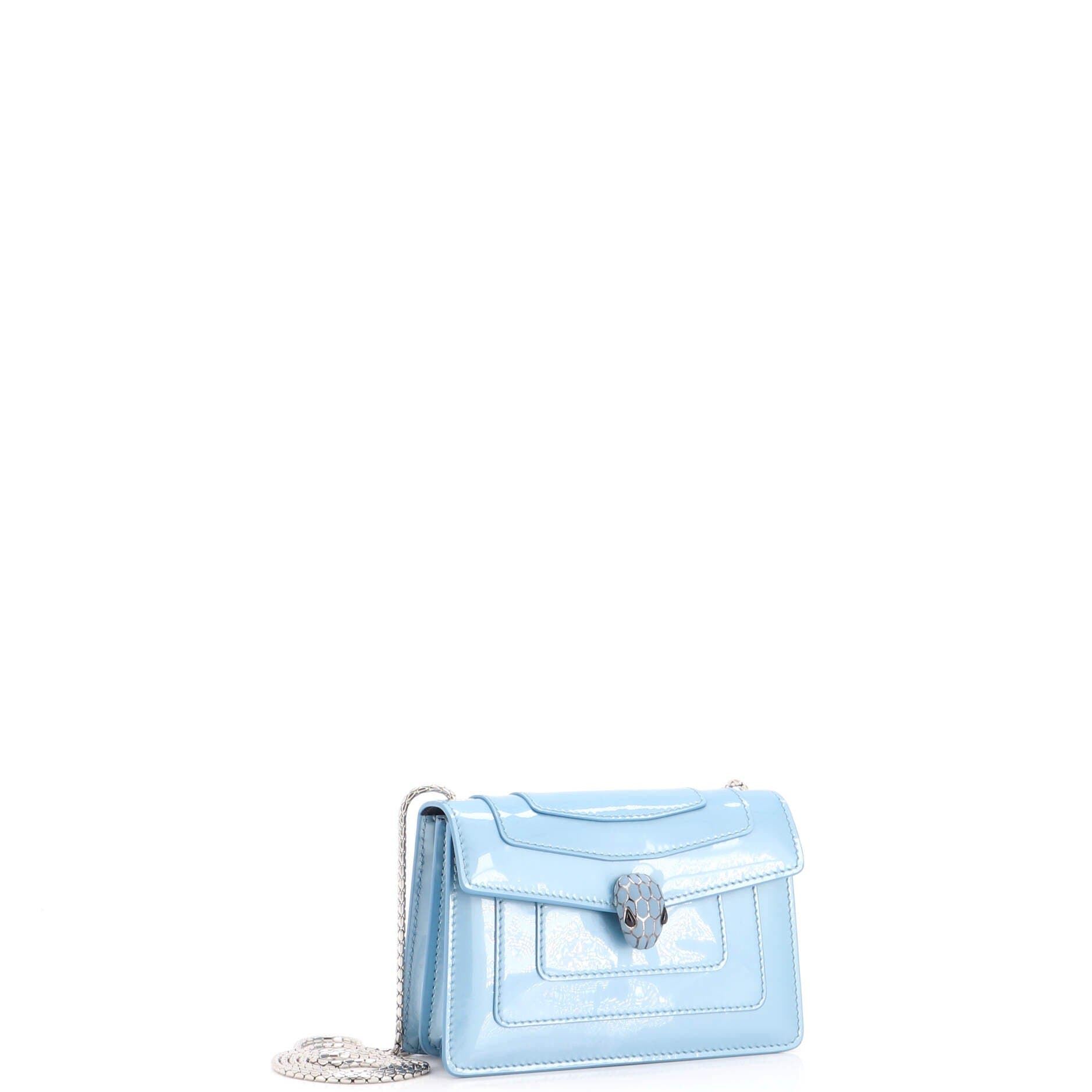 Serpenti Forever Square Shoulder Bag Patent Small, Alternate, color, Blue
