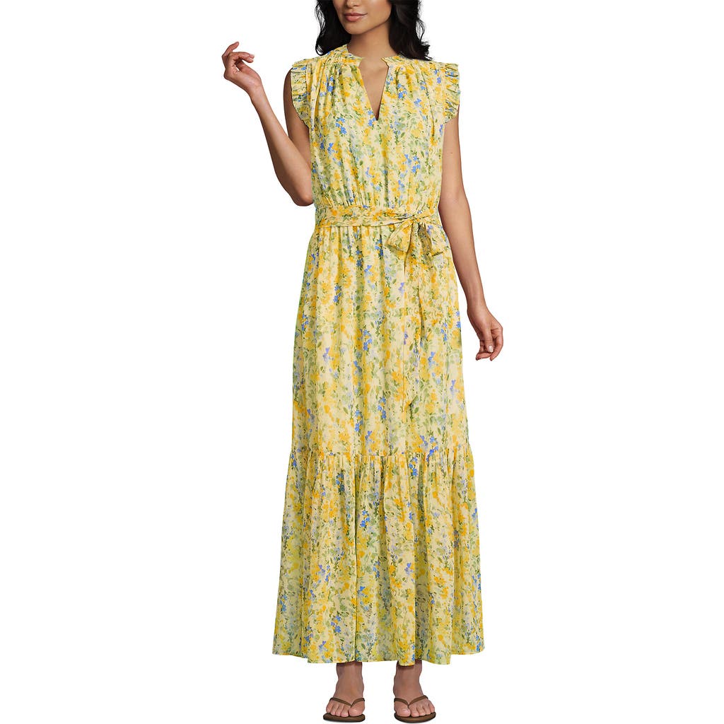 Lands' End Chiffon Maxi Dress With Ruffle Detail