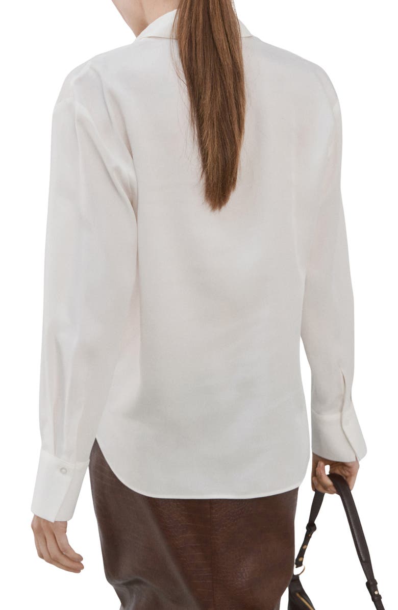 MANGO Straight Button-Up Shirt, Alternate, color, Ecru