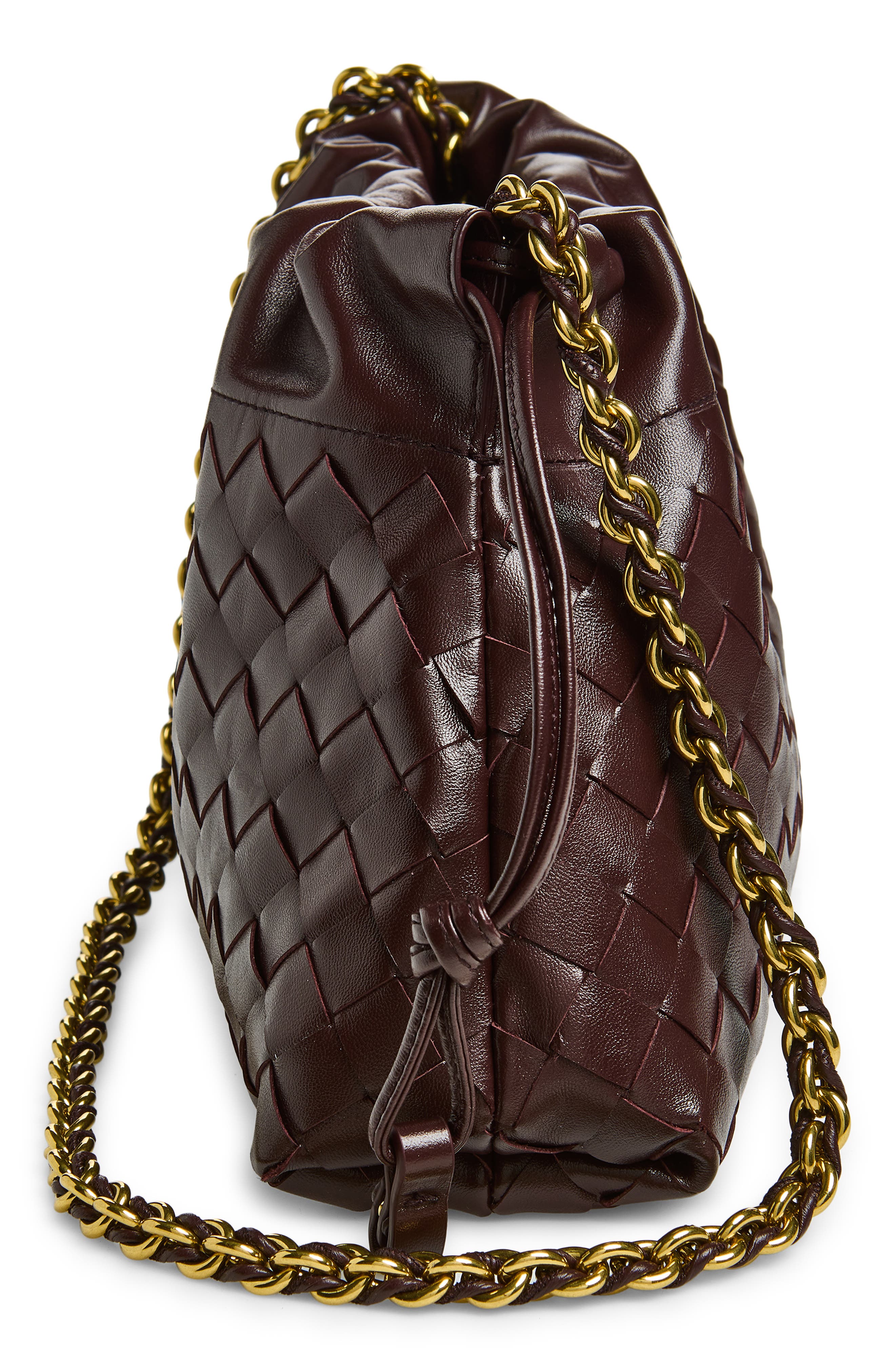 Bottega Veneta Dustbag Intrecciato Leather Shoulder Bag, Alternate, color, 2264 Dark Barolo-M Brass