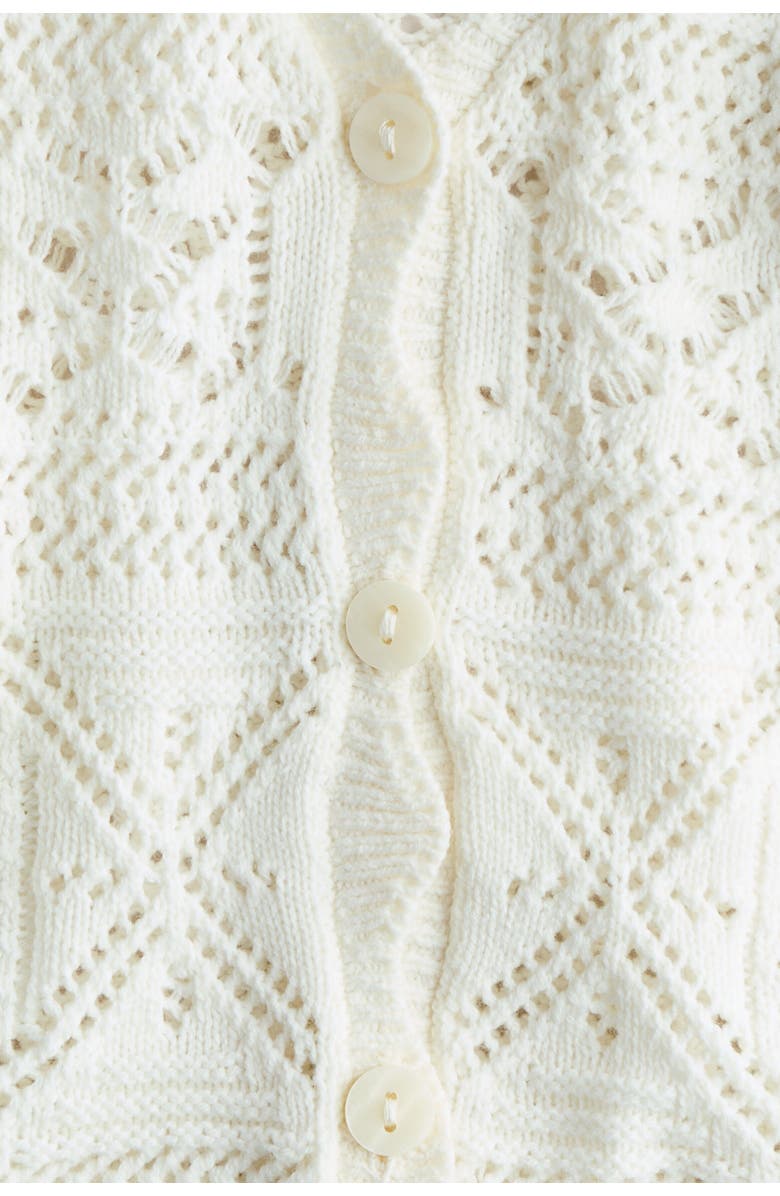 H&M Crochet-look Cardigan, Alternate, color, White