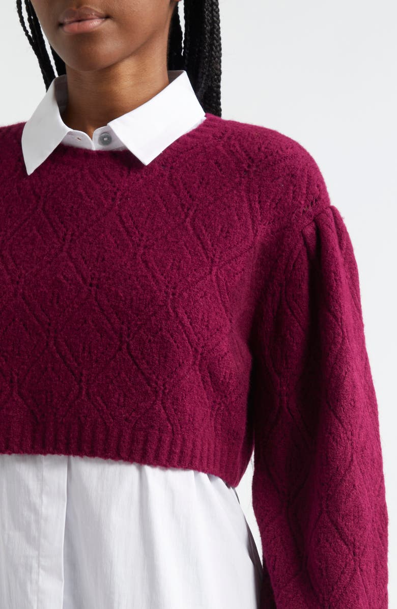 Cinq à Sept Landry Layered Sweater, Alternate, color, Star Apple/ White