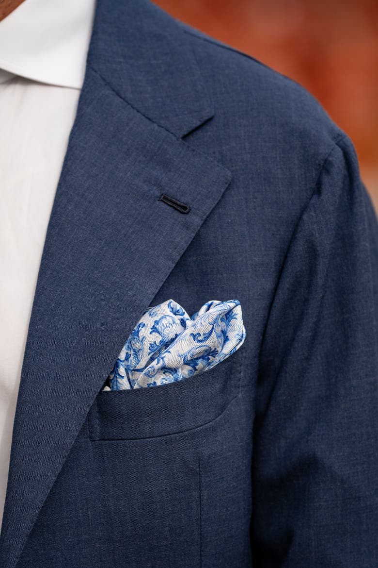 Porto - Double Sided Silk Pocket Square for Men, Alternate, color, Azure