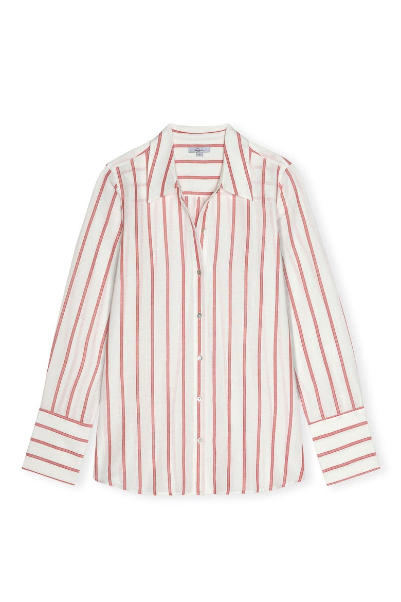 Knox Linen Blend Button-Up Shirt, Alternate, color, SCARLET IVORY STRIPE