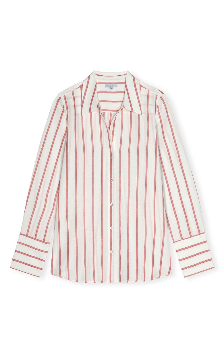 Rails Knox Linen Blend Button-Up Shirt, Alternate, color, Scarlet Ivory Stripe