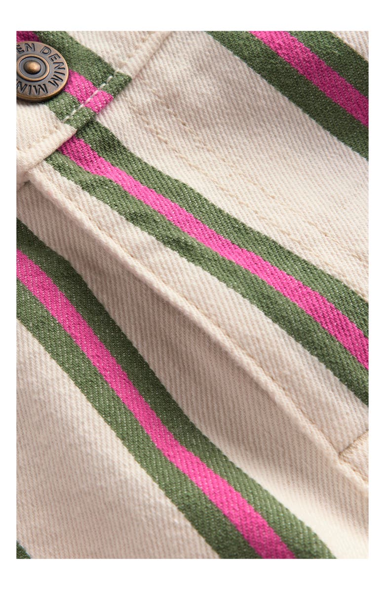 Mini Boden Kids' Stripe Denim Shorts, Alternate, color, Ivory/ Green/ Pink Stripe