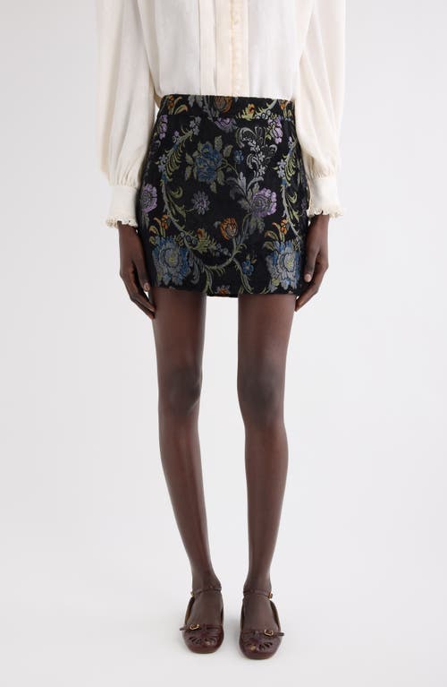 Chloé Floral Tapestry Jaquard Mini Skirt In Black