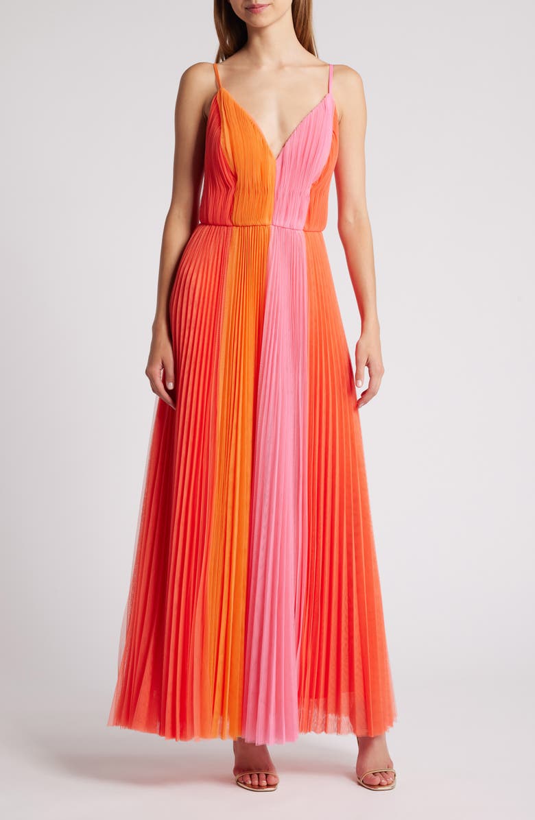 Hutch Colorblock Pleated Tulle Gown, Main, color, 