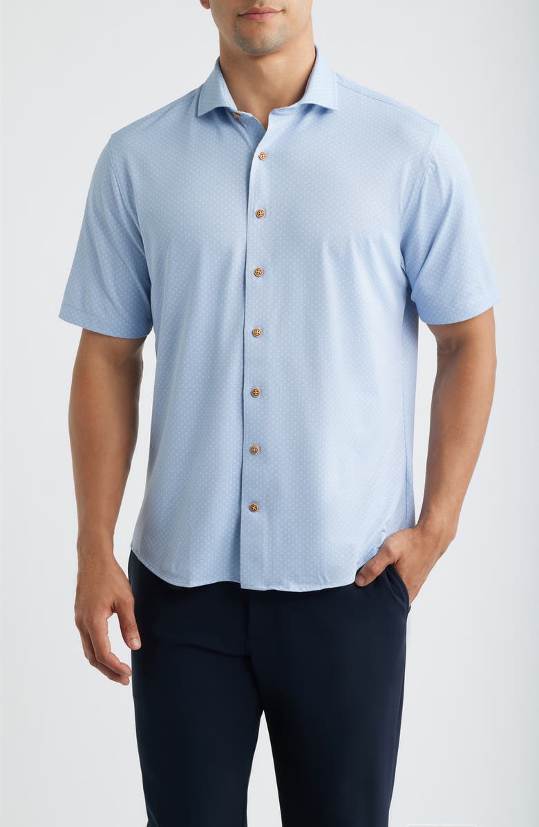 johnnie-O Augustine Short Sleeve Button-Up Shirt, Main, color, Kona