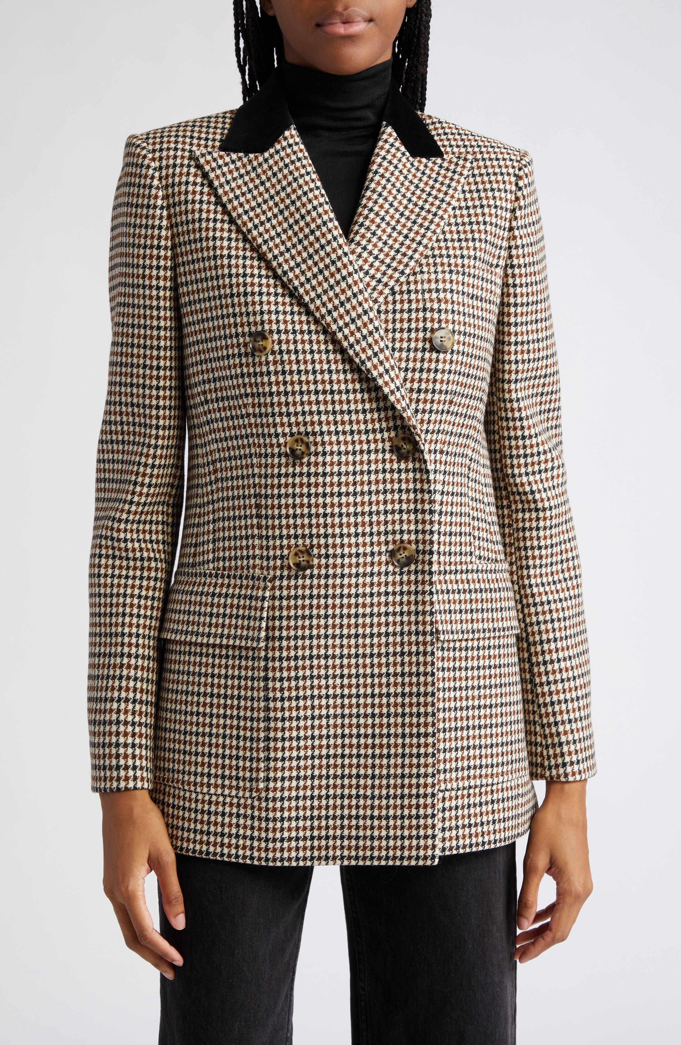 Reiss Cici Houndstooth Check Wool Jacket