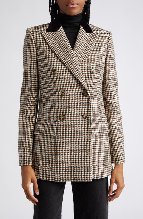 Cici Houndstooth Check Wool Jacket