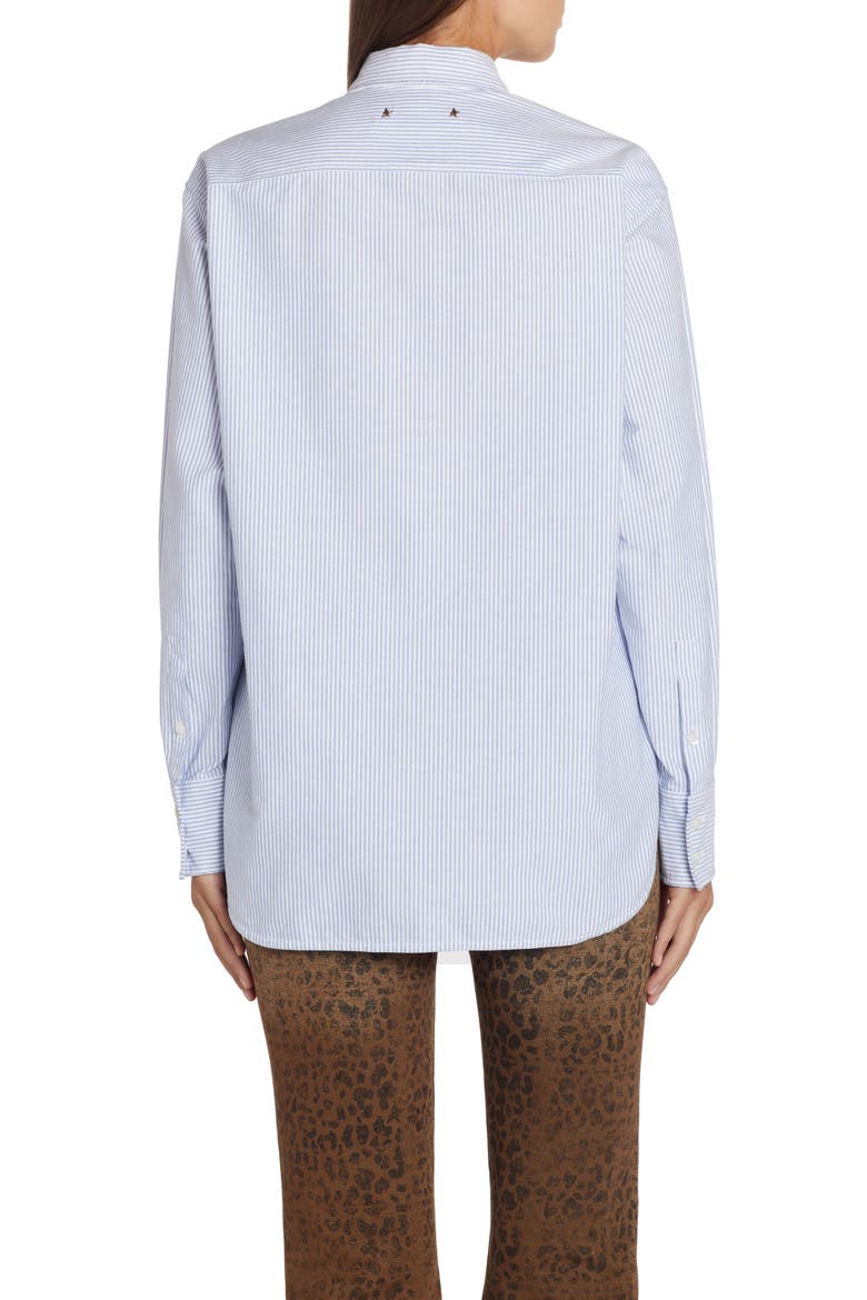 Stripe Cotton Button-Up Shirt, Alternate, color, WHITE INFINITY