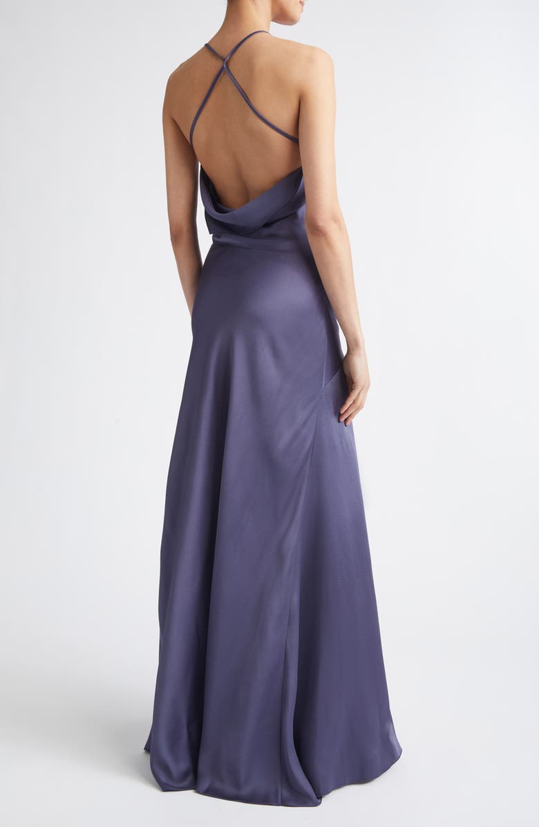 Victoria Beckham Draped Satin Camisole Gown, Alternate, color, Eclipse
