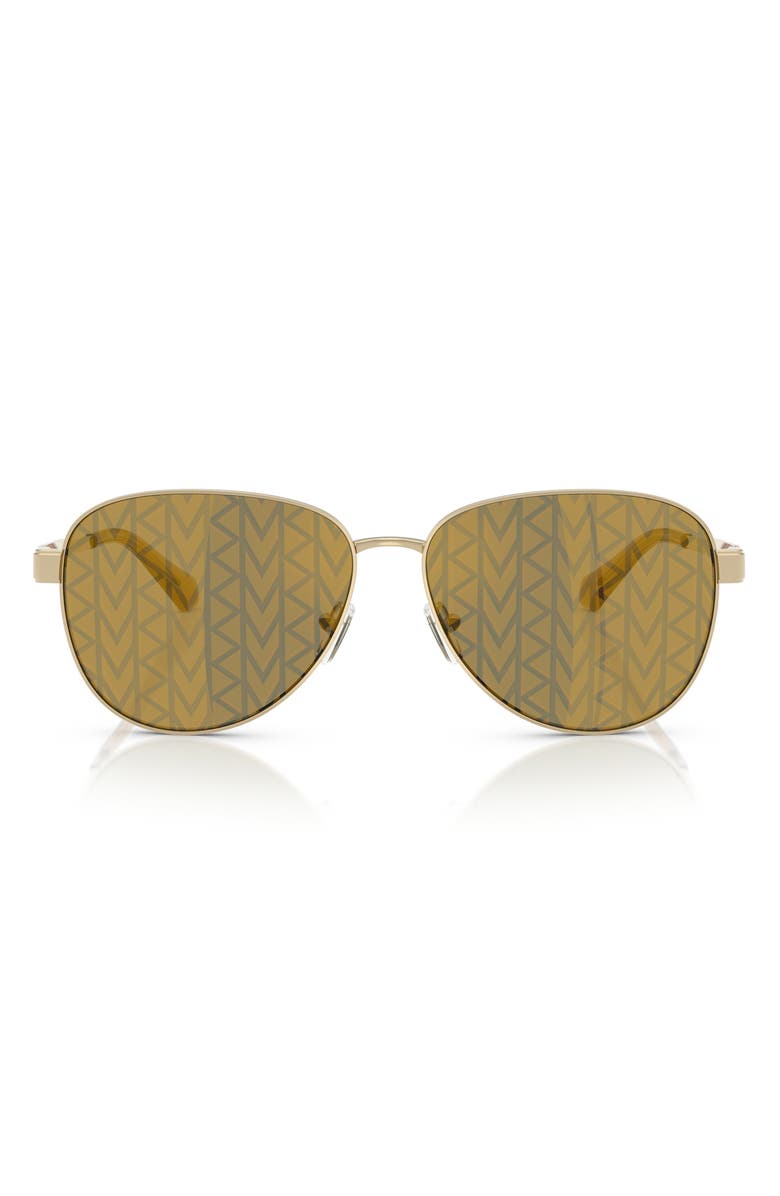 Michael Kors 61mm Biarritz Pilot Sunglasses, Main, color, Gold / Dark Brown Mono