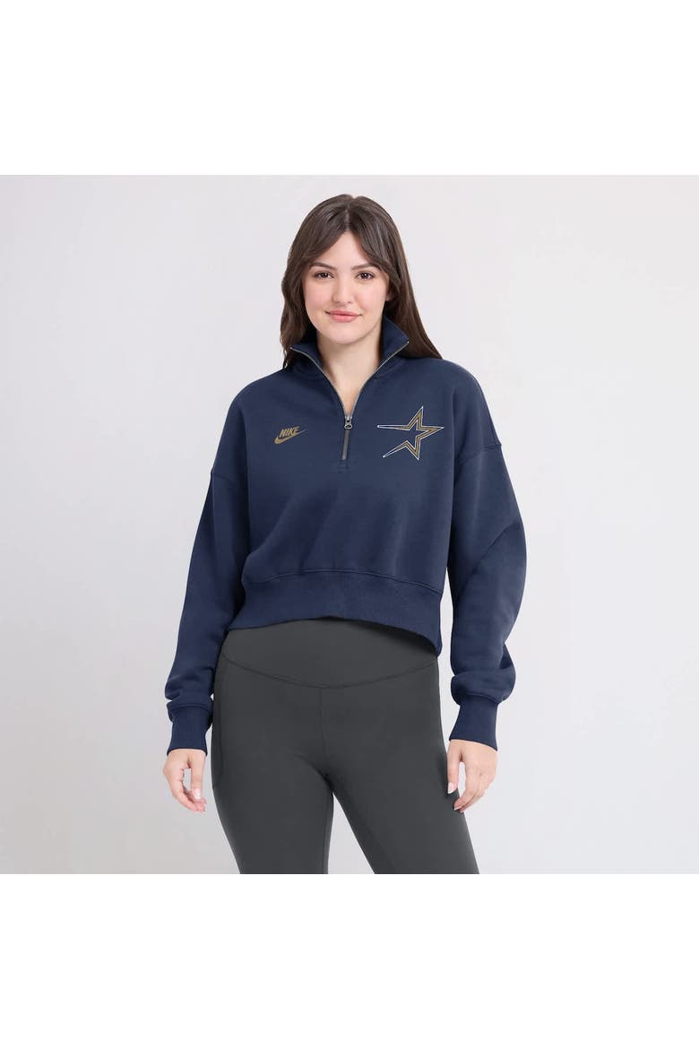 Women's Nike Navy Houston Astros Cooperstown Collection Phoenix Fleece Half-Zip Sweatshirt, Alternate, color, Navy