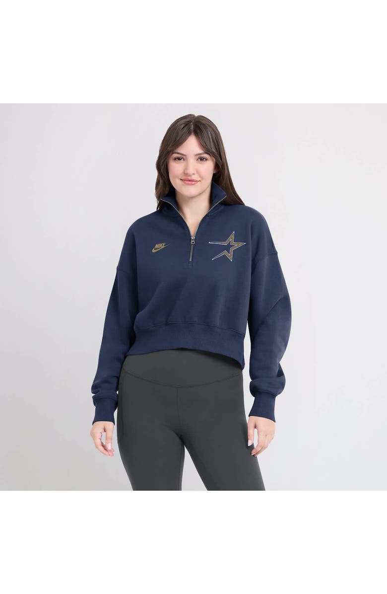 Nike Women's Nike Navy Houston Astros Cooperstown Collection Phoenix Fleece Half-Zip Sweatshirt, Alternate, color, Navy