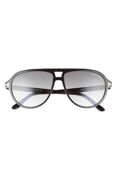 Tom Ford Jeffrey 59mm Gradient Pilot Sunglasses In Black