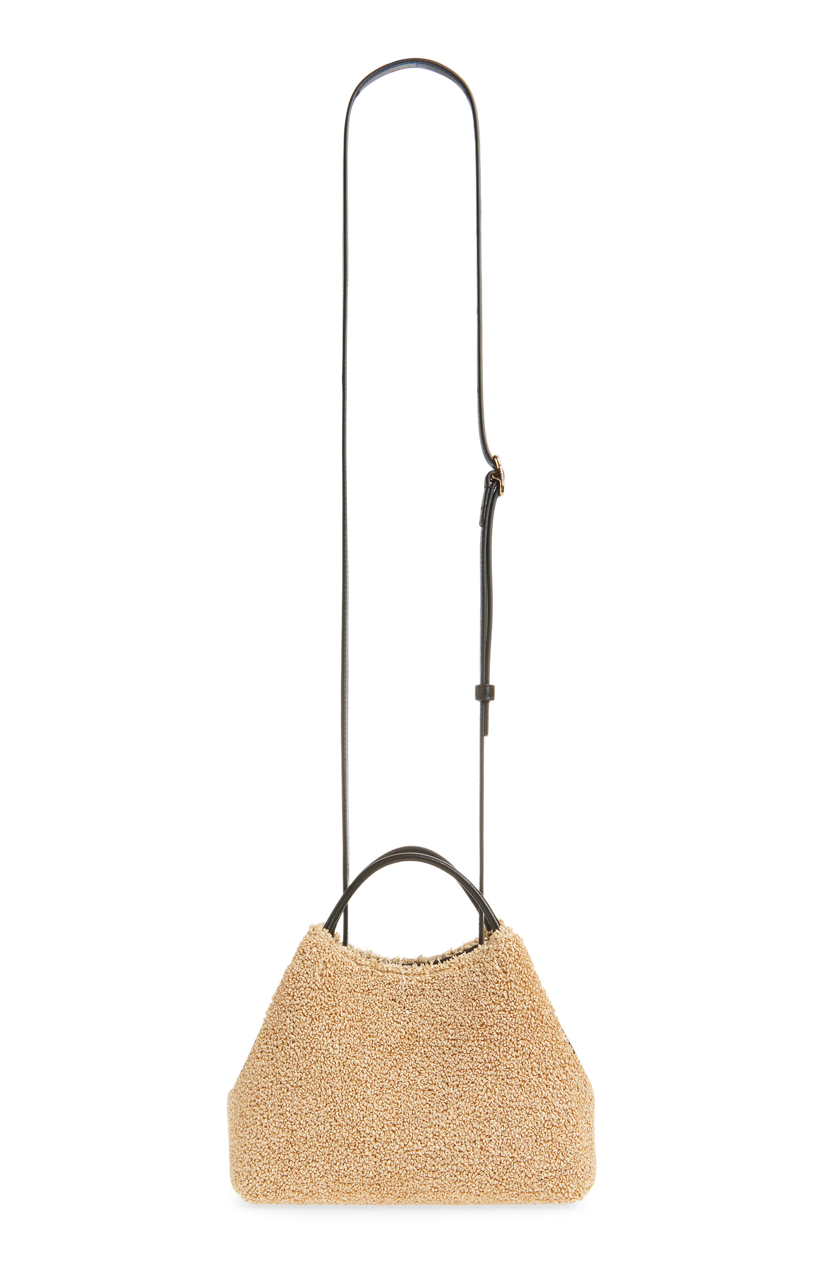 Givenchy Nano Facet Straw & Leather Top Handle Bag, Alternate, color, Natural