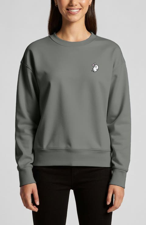 Heartly Ghost Relaxed Fleece Crewneck Sweatshirt