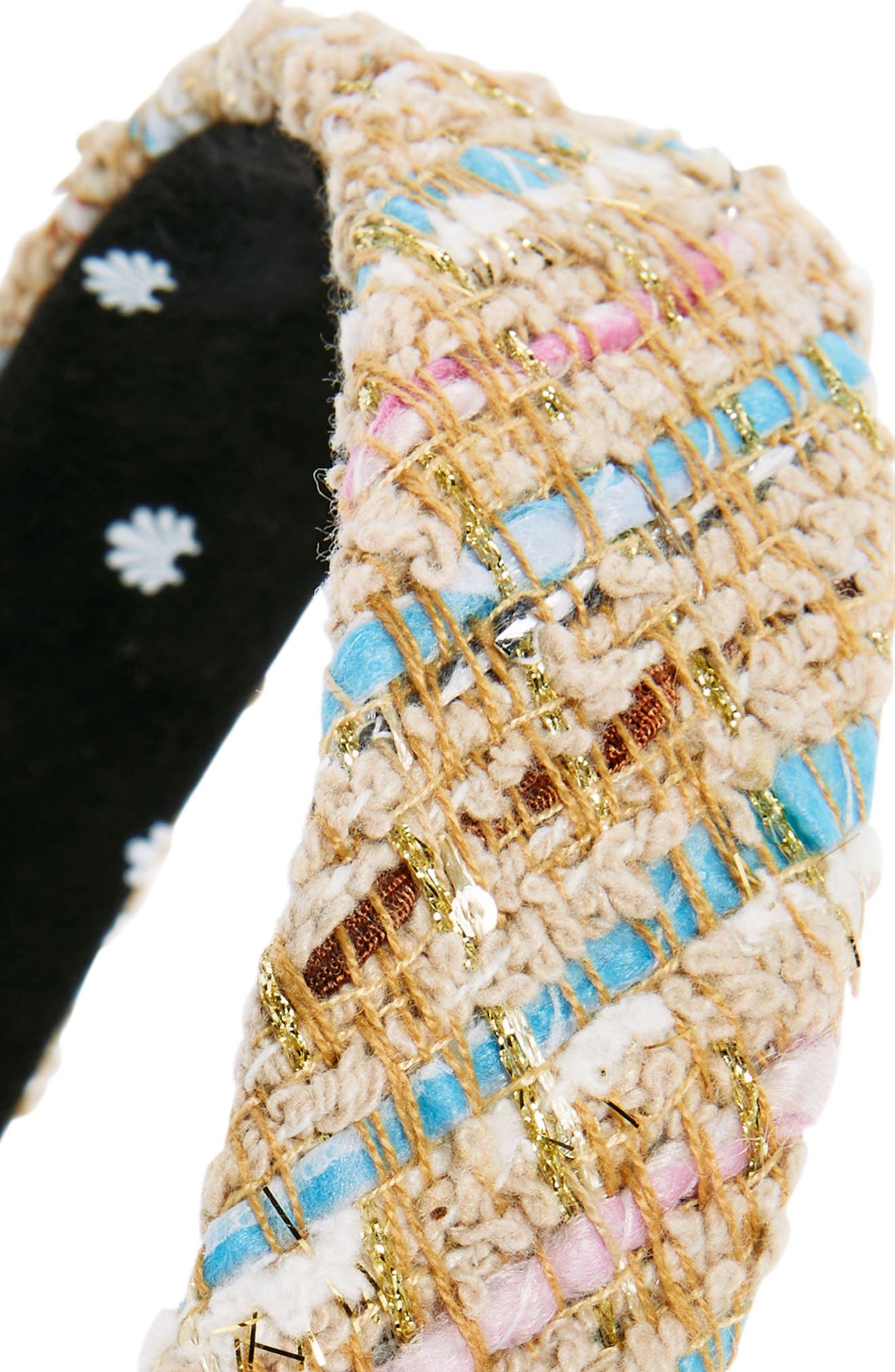 Lele Sadoughi - Bessette Tweed Headband Lele Sadoughi Embellished Tweed Knotted Headband - Bergdorf  main image 4
