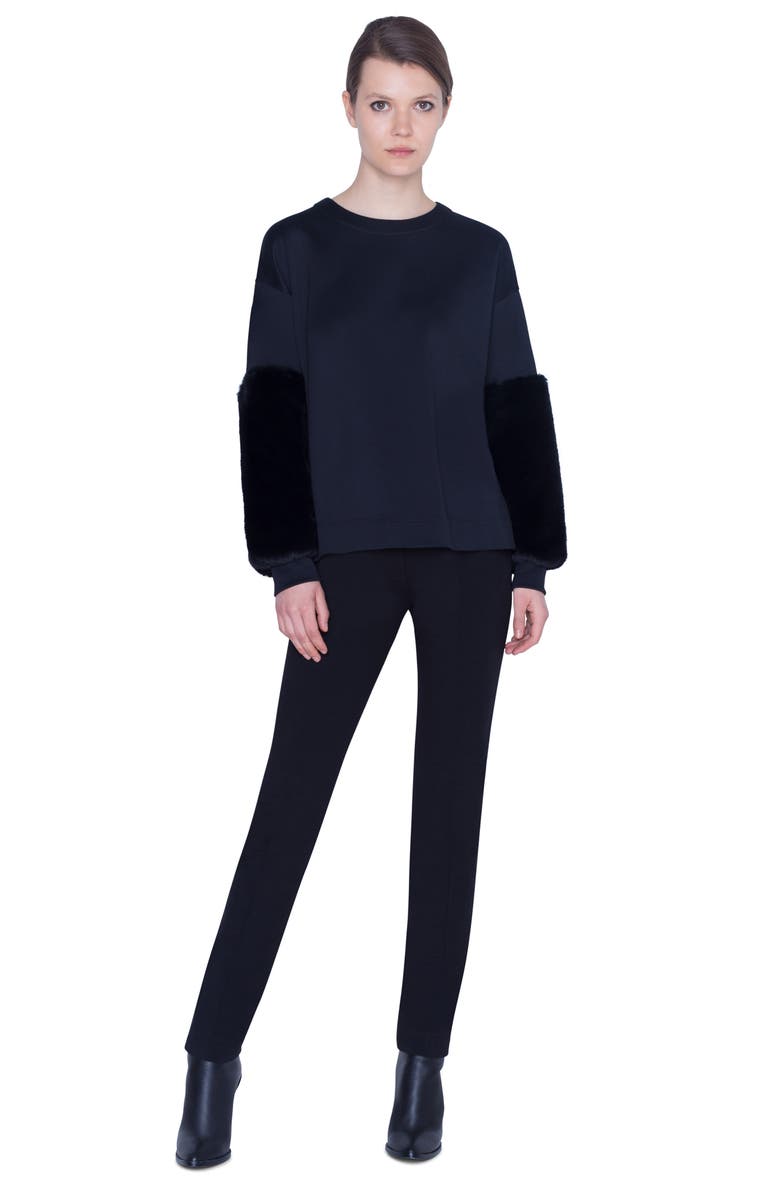 Akris punto Faux Fur & Neoprene Top, Alternate, color, 