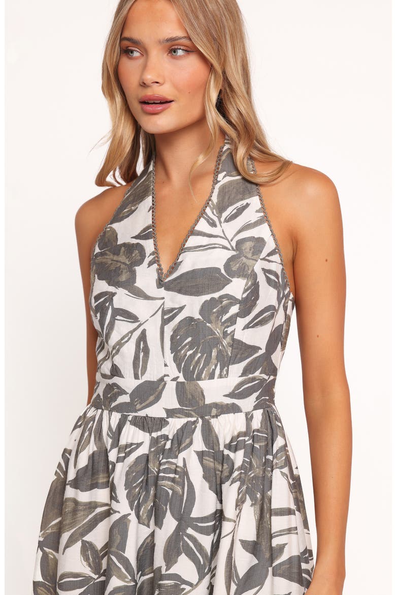 Johnson Palm Print Halter Minidress, Alternate, color, VINEYARD GREEN