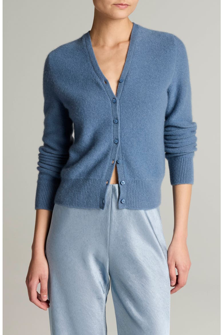 Boiled Cashmere V-Neck Cardigan, Main, color, BLUE SLATE
