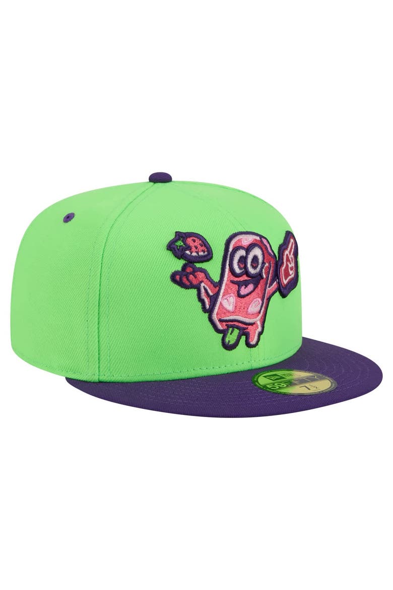 Men's New Era Neon Green Beloit Sky Carp Copa de la Diversión 59FIFTY Fitted Hat, Alternate, color, Neon Green