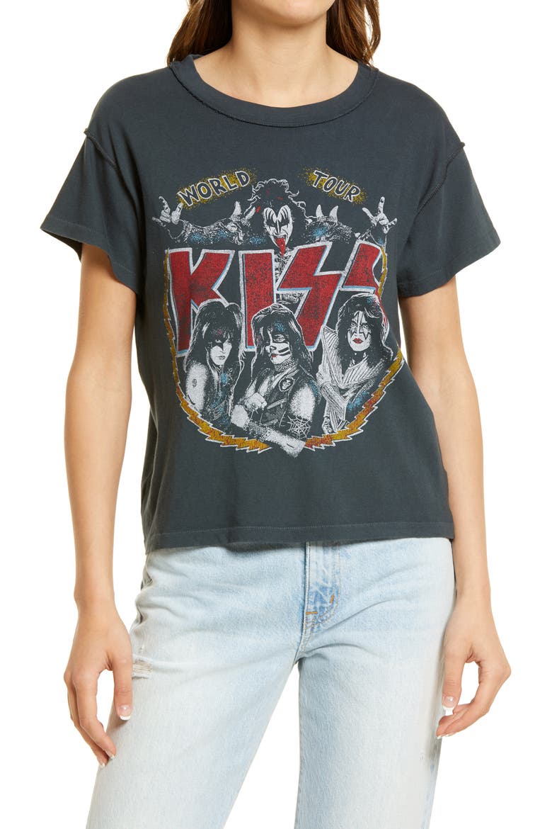KISS World Tour Graphic Tee, Main, color, VINTAGE BLACK