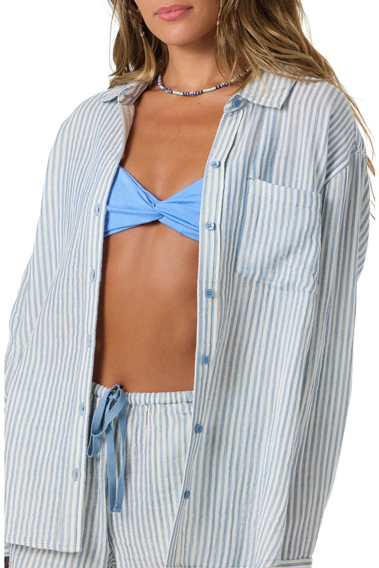 Leni Stripe Relaxed Button-Up Shirt, Alternate, color, TOFU