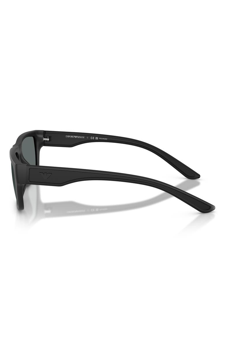 Emporio Armani 57mm Polarized Pillow Sunglasses, Alternate, color, Matte Black / Dark Grey