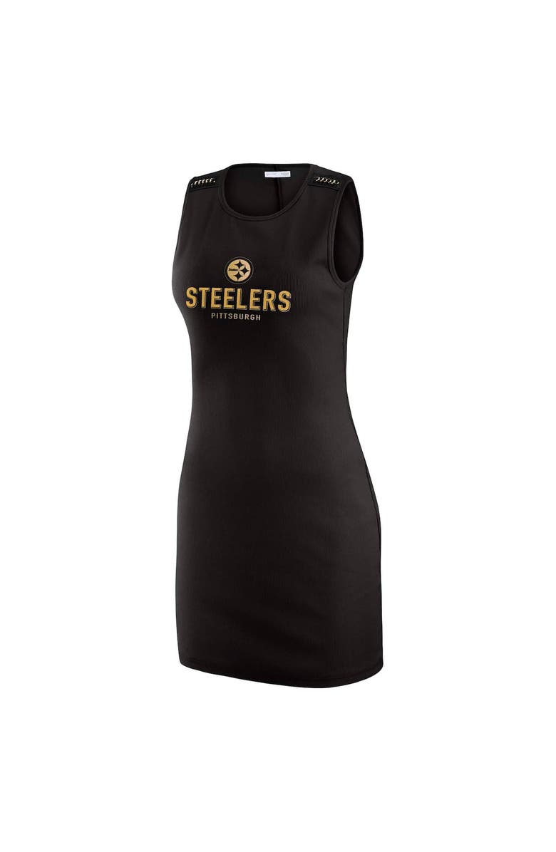 WEAR by Erin Andrews Women's WEAR by Erin Andrews x Gracie Hunt Black Pittsburgh Steelers Ribbed Tank Dress, Alternate, color, Black