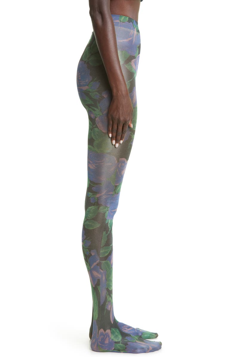 Richard Quinn Floral Print Sheer Tights, Main, color, 