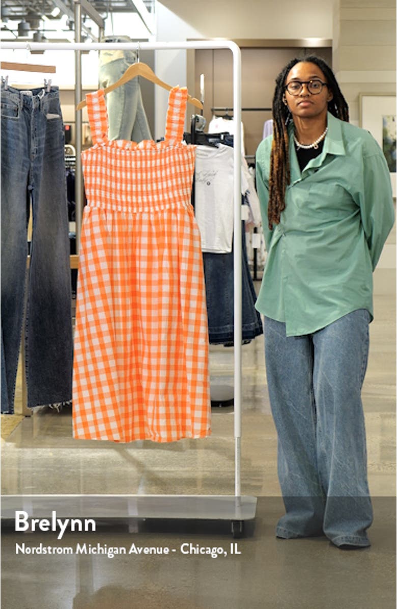 Check Print Smocked Midi Sundress, sales video thumbnail