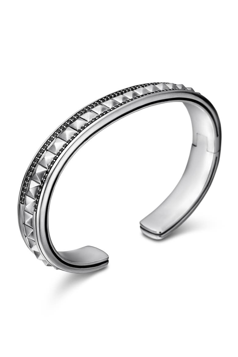 Pyramid Cuff Bracelet in Sterling Silver with Diamonds, 9.6mm, Alternate, color, SILVER PAVE