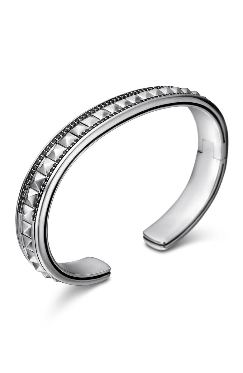 David Yurman Pyramid Cuff Bracelet in Sterling Silver with Diamonds, 9.6mm, Alternate, color,