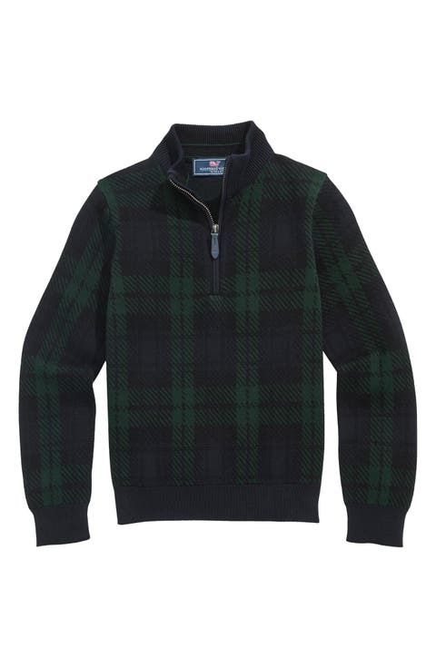 Kids' Boathouse Plaid Cotton Quarter Zip Sweater (Big Kid)