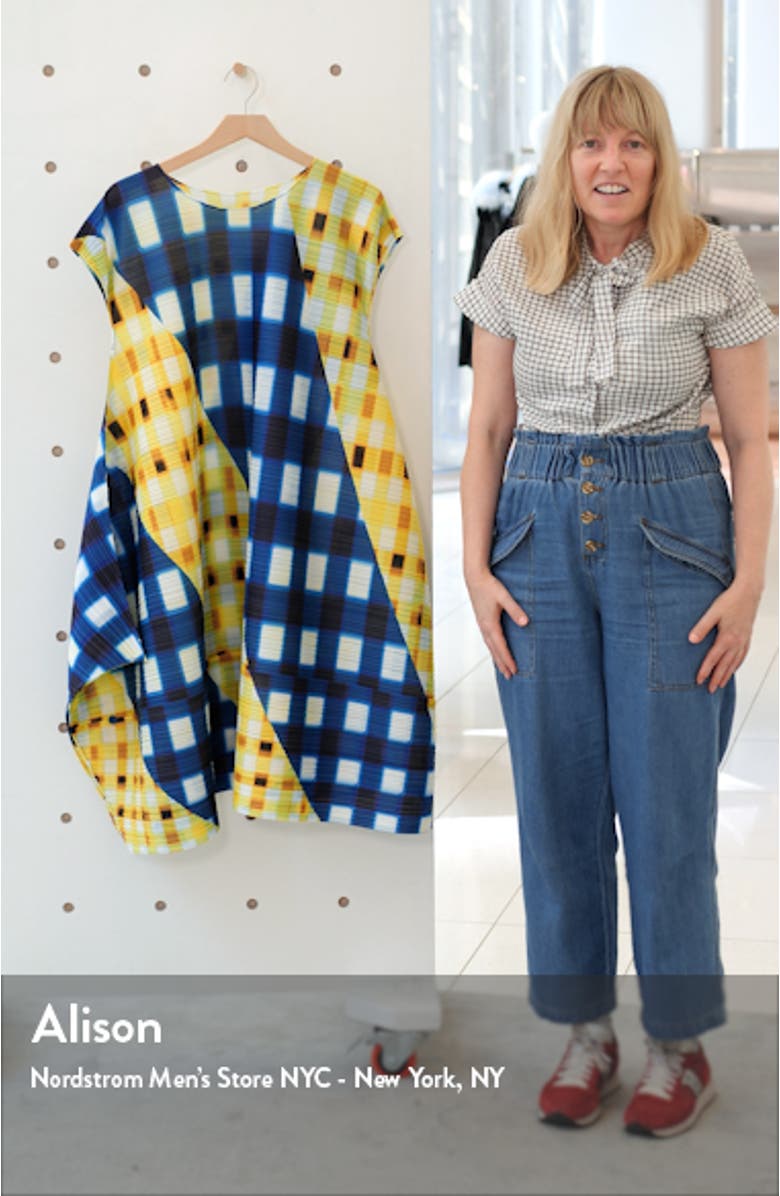 Trek Check Plissé Midi Dress, sales video thumbnail