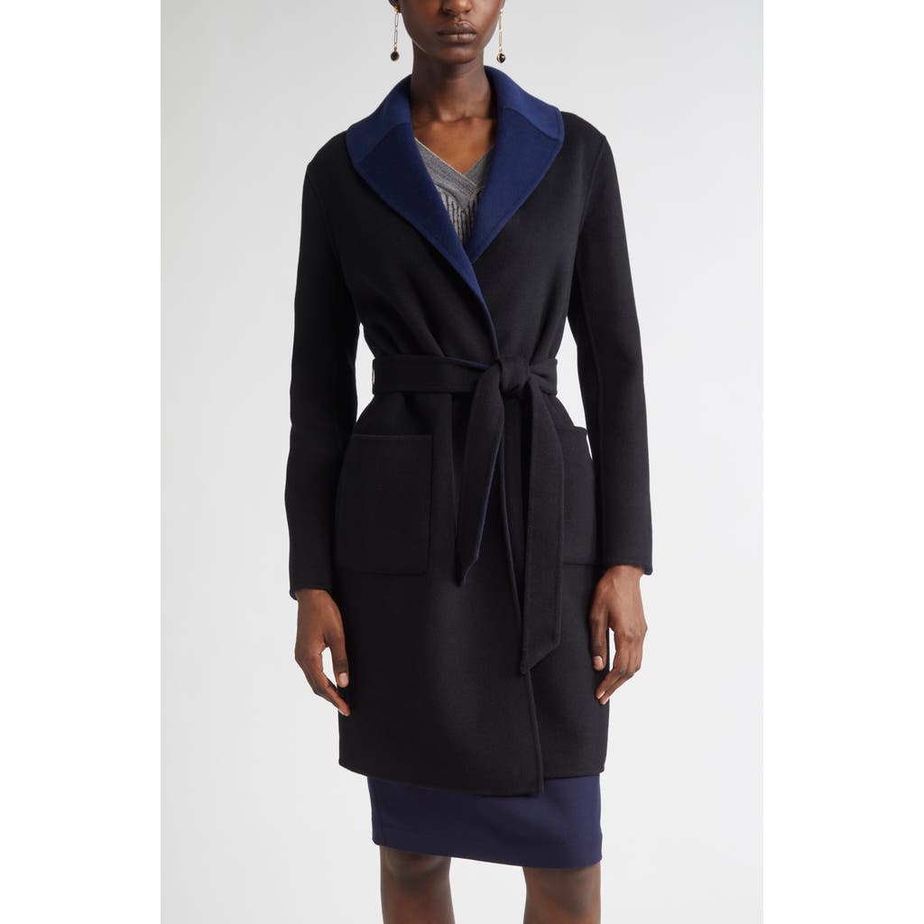 St John St. John Collection Two-tone Double Face Wool & Cashmere Coat In Black