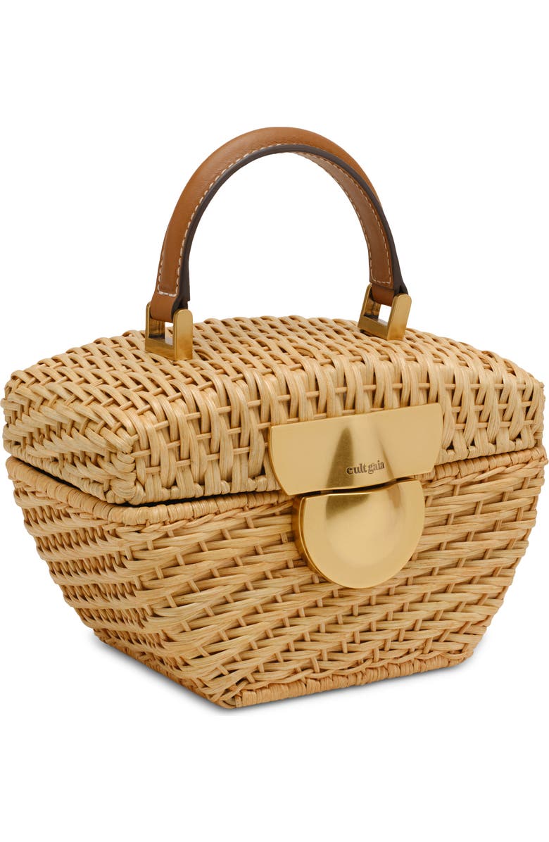 Cult Gaia Tyla Woven Rattan Top Handle Bag, Alternate, color, Natural