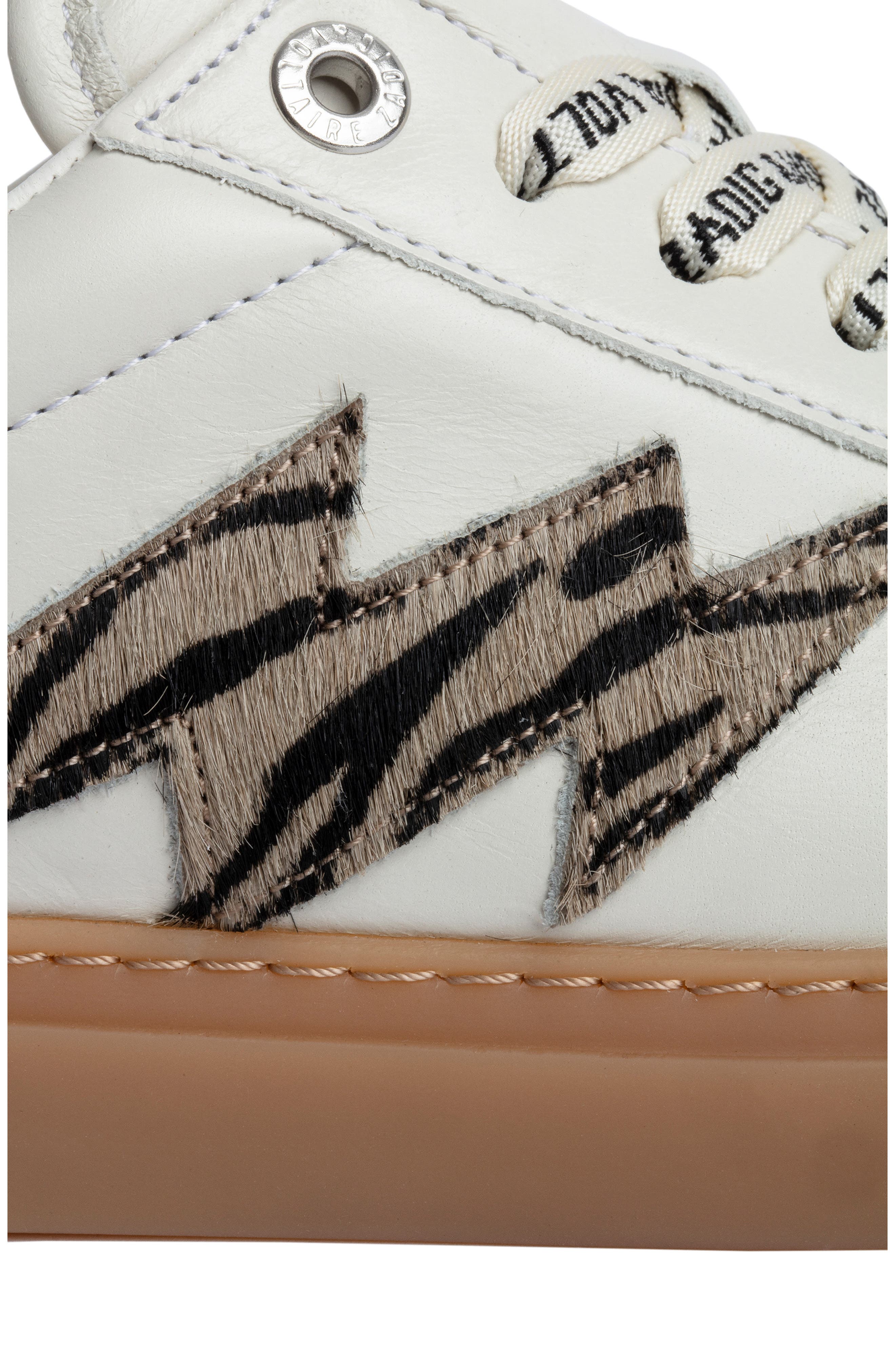 Zadig & Voltaire Zebra Print Genuine Calf Hair Sneaker, Alternate, color, 